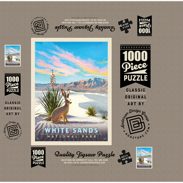 White Sands National Park: Jack Rabbit, Vintage Poster 1000 Jigsaw Puzzle box 3D Modell