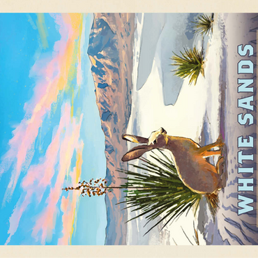 White Sands National Park: Jack Rabbit, Vintage Poster 100 Jigsaw Puzzle 3D Modell