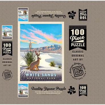 White Sands National Park: Jack Rabbit, Vintage Poster 100 Jigsaw Puzzle box 3D Modell