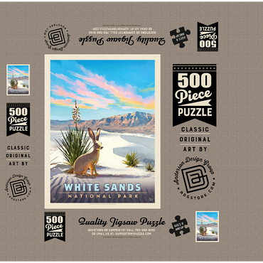 White Sands National Park: Jack Rabbit, Vintage Poster 500 Jigsaw Puzzle box 3D Modell