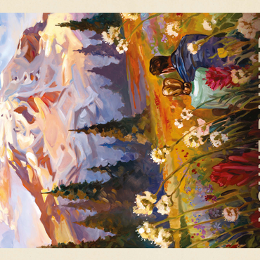 Mount Rainier National Park: Moment in the Meadow, Vintage Poster 500 Jigsaw Puzzle 3D Modell
