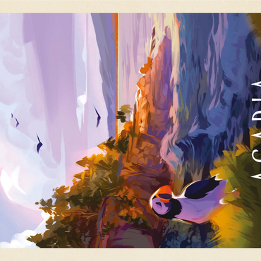 Acadia National Park: Puffin Paradise, Vintage Poster 1000 Jigsaw Puzzle 3D Modell