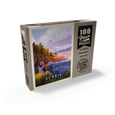 Acadia National Park: Puffin Paradise, Vintage Poster 100 Jigsaw Puzzle box view2