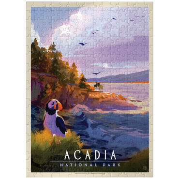 puzzleplate Acadia National Park: Puffin Paradise, Vintage Poster 300 Jigsaw Puzzle