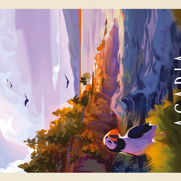 Acadia National Park: Puffin Paradise, Vintage Poster 500 Jigsaw Puzzle 3D Modell