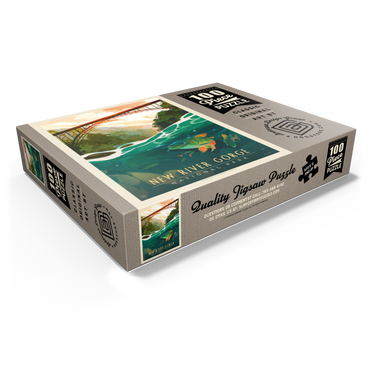 New River Gorge National Park & Preserve: Fish-Eye-View, Vintage Poster 100 Jigsaw Puzzle box view1