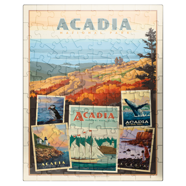 puzzleplate Acadia National Park: Collage Print, Vintage Poster 100 Jigsaw Puzzle