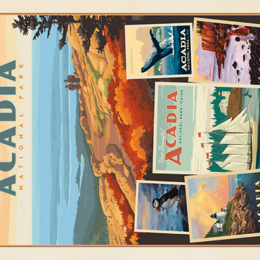 Acadia National Park: Collage Print, Vintage Poster 100 Jigsaw Puzzle 3D Modell
