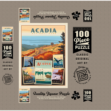 Acadia National Park: Collage Print, Vintage Poster 100 Jigsaw Puzzle box 3D Modell