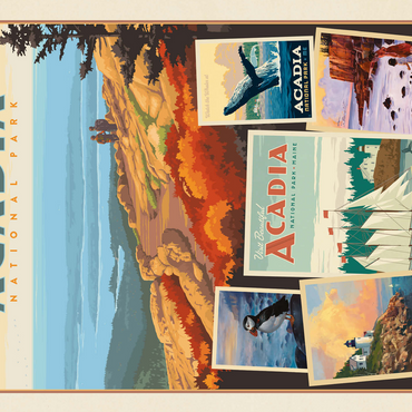 Acadia National Park: Collage Print, Vintage Poster 500 Jigsaw Puzzle 3D Modell