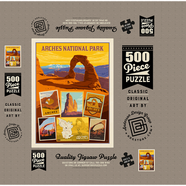 Arches National Park: Collage Print, Vintage Poster 500 Jigsaw Puzzle box 3D Modell