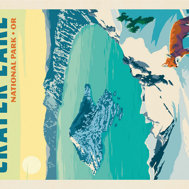 Crater Lake National Park: Winter Fox, Vintage Poster 1000 Jigsaw Puzzle 3D Modell