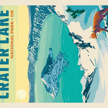 Crater Lake National Park: Winter Fox, Vintage Poster 100 Jigsaw Puzzle 3D Modell