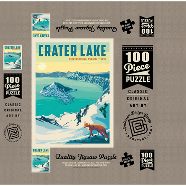 Crater Lake National Park: Winter Fox, Vintage Poster 100 Jigsaw Puzzle box 3D Modell