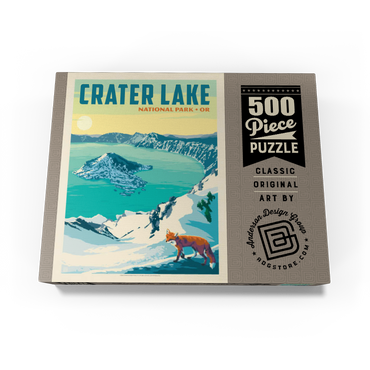 Crater Lake National Park: Winter Fox, Vintage Poster 500 Jigsaw Puzzle box view3