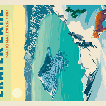 Crater Lake National Park: Winter Fox, Vintage Poster 500 Jigsaw Puzzle 3D Modell