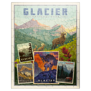 puzzleplate Glacier National Park: Collage Print, Vintage Poster 100 Jigsaw Puzzle