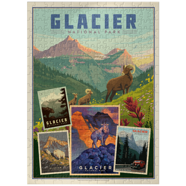 puzzleplate Glacier National Park: Collage Print, Vintage Poster 300 Jigsaw Puzzle