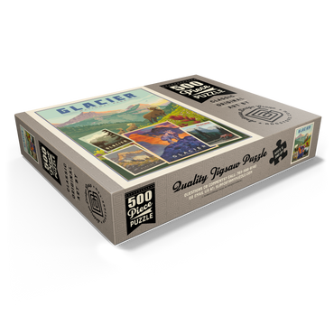 Glacier National Park: Collage Print, Vintage Poster 500 Jigsaw Puzzle box view1
