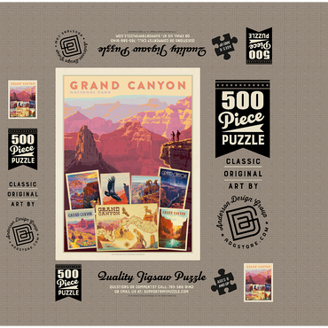 Grand Canyon National Park: Collage Print, Vintage Poster 500 Jigsaw Puzzle box 3D Modell