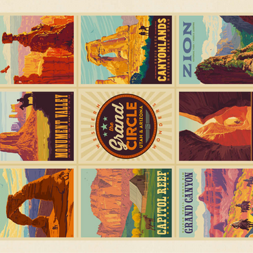 Grand Circle National Parks: Multi-Image Design, Vintage Poster 100 Jigsaw Puzzle 3D Modell