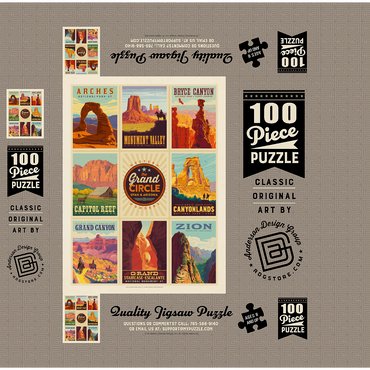Grand Circle National Parks: Multi-Image Design, Vintage Poster 100 Jigsaw Puzzle box 3D Modell