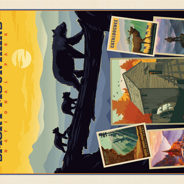 Great Smoky Mountains National Park: Collage Print, Vintage Poster 1000 Jigsaw Puzzle 3D Modell