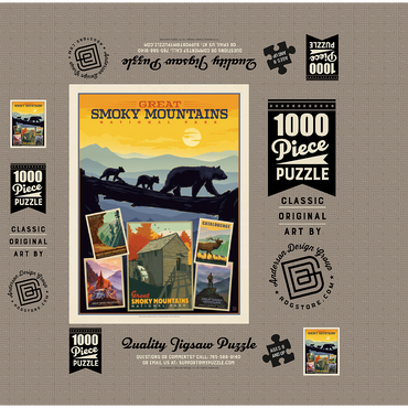 Great Smoky Mountains National Park: Collage Print, Vintage Poster 1000 Jigsaw Puzzle box 3D Modell