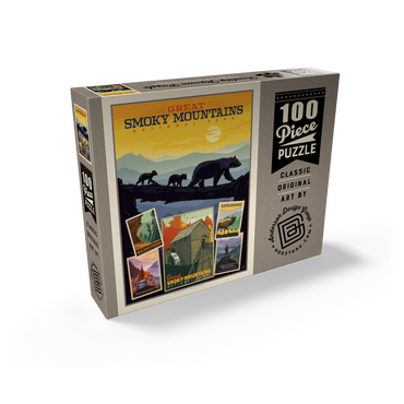 Great Smoky Mountains National Park: Collage Print, Vintage Poster 100 Jigsaw Puzzle box view2
