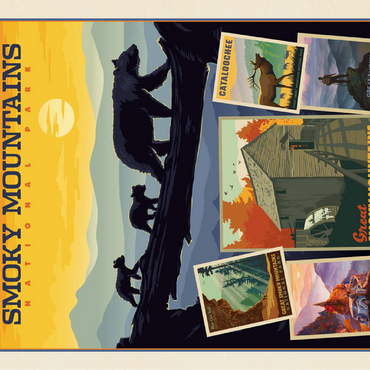 Great Smoky Mountains National Park: Collage Print, Vintage Poster 100 Jigsaw Puzzle 3D Modell