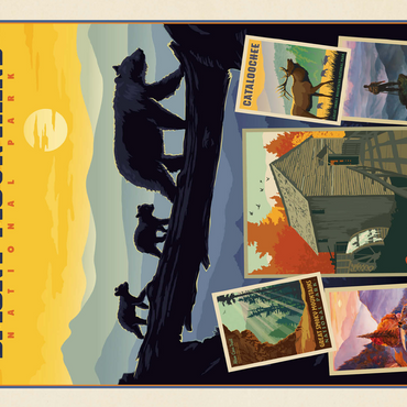 Great Smoky Mountains National Park: Collage Print, Vintage Poster 500 Jigsaw Puzzle 3D Modell