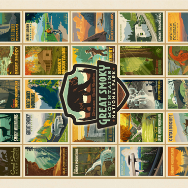 Great Smoky Mountains National Park: Multi-Image-Print, Vintage Poster 1000 Jigsaw Puzzle 3D Modell