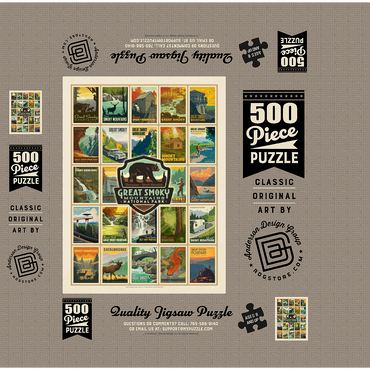 Great Smoky Mountains National Park: Multi-Image-Print, Vintage Poster 500 Jigsaw Puzzle box 3D Modell
