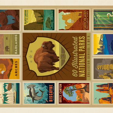 National Parks Collector Series - Edition 1, Vintage Poster 1000 Jigsaw Puzzle 3D Modell