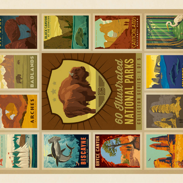 National Parks Collector Series - Edition 1, Vintage Poster 100 Jigsaw Puzzle 3D Modell