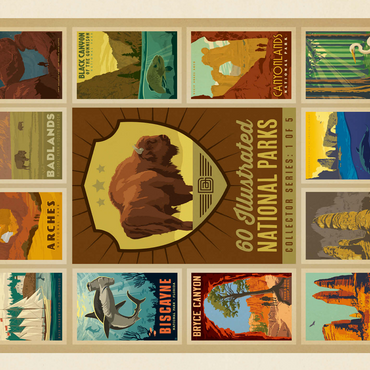 National Parks Collector Series - Edition 1, Vintage Poster 500 Jigsaw Puzzle 3D Modell