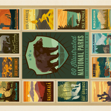 National Parks Collector Series - Edition 3, Vintage Poster 1000 Jigsaw Puzzle 3D Modell