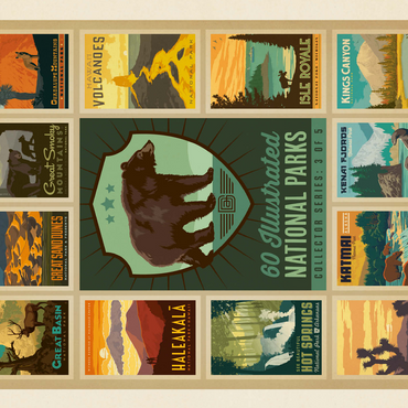 National Parks Collector Series - Edition 3, Vintage Poster 500 Jigsaw Puzzle 3D Modell