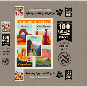 The Mighty Five: Utah National Parks, Vintage Poster 100 Jigsaw Puzzle box 3D Modell