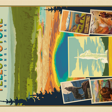 Yellowstone National Park: Collage Print, Vintage Poster 1000 Jigsaw Puzzle 3D Modell