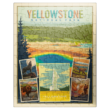 puzzleplate Yellowstone National Park: Collage Print, Vintage Poster 100 Jigsaw Puzzle