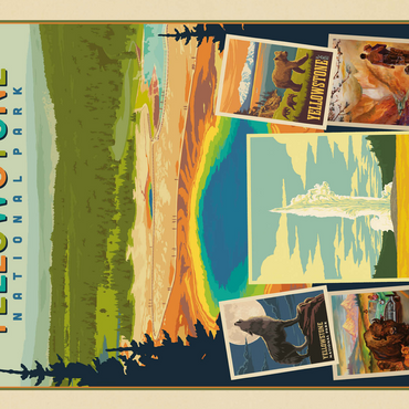 Yellowstone National Park: Collage Print, Vintage Poster 500 Jigsaw Puzzle 3D Modell