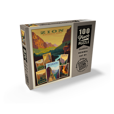 Zion National Park: Collage Print, Vintage Poster 100 Jigsaw Puzzle box view2