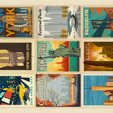 New York City: Multi-Image Print - Edition 1, Vintage Poster 1000 Jigsaw Puzzle 3D Modell