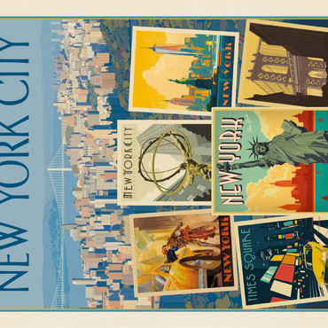 New York City: Multi-Image Collage Print, Vintage Poster 100 Jigsaw Puzzle 3D Modell