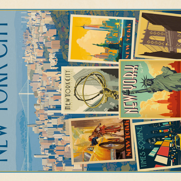 New York City: Multi-Image Collage Print, Vintage Poster 500 Jigsaw Puzzle 3D Modell