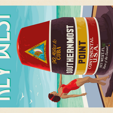 Key West, Florida, Vintage Poster 1000 Jigsaw Puzzle 3D Modell