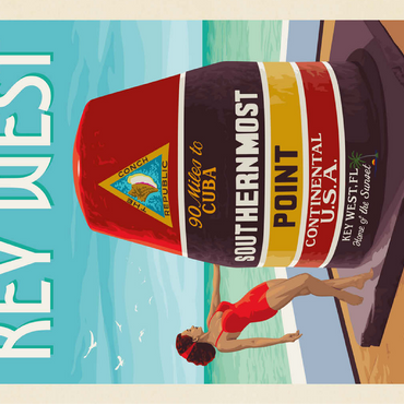 Key West, Florida, Vintage Poster 100 Jigsaw Puzzle 3D Modell