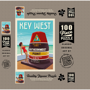 Key West, Florida, Vintage Poster 100 Jigsaw Puzzle box 3D Modell