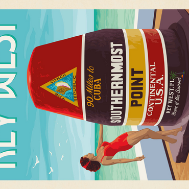 Key West, Florida, Vintage Poster 500 Jigsaw Puzzle 3D Modell